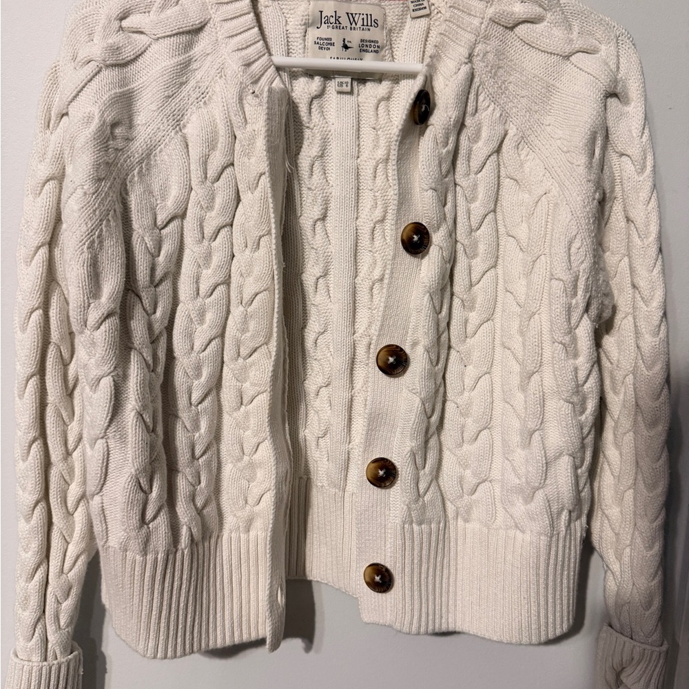 Jack Wills Cream Cable Knit Cardigan